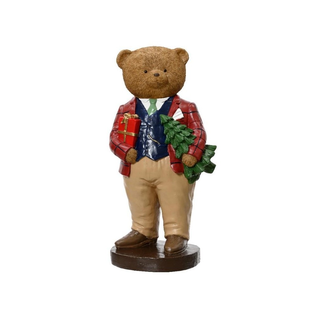 ORSO RESINA H.34CM. ALBERO REGALO